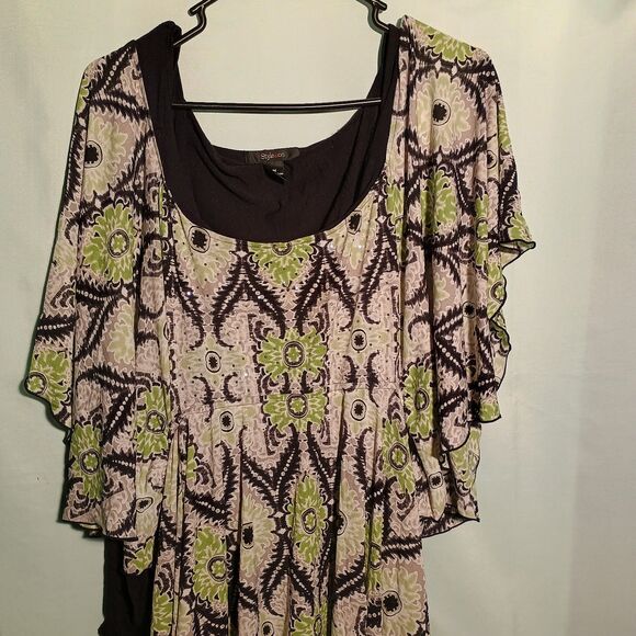 Boho Layered Tunic Top – Sheer Overlay with Eyelets – Size M - Picture 2 of 4